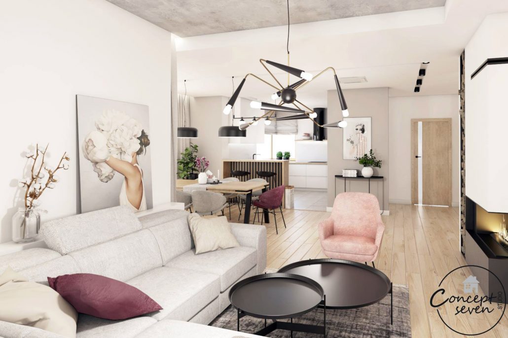 Dom w Tarnowie - projekt concept7studio - inspiracja z krzesłami Cheri Iker